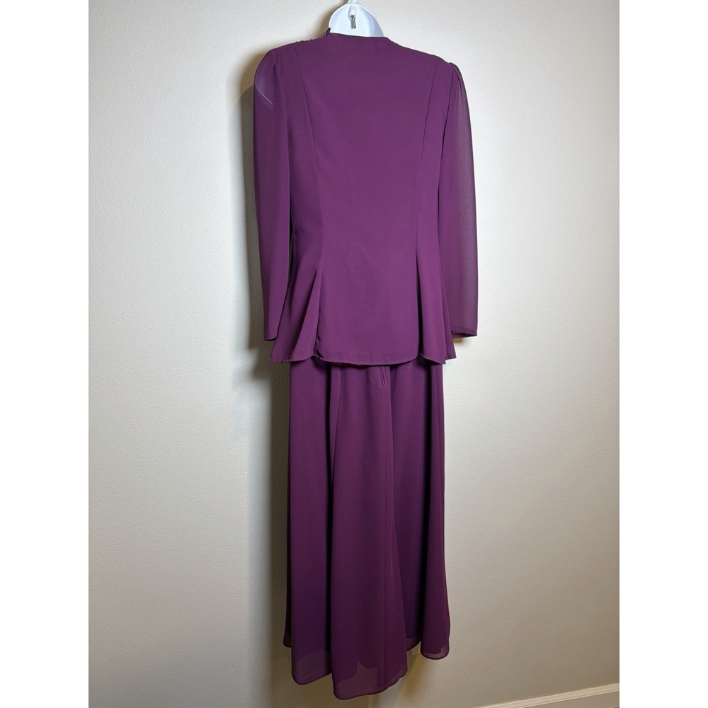 Vtg 80s Scott McClintock 2 Pc Maxi Skirt Suit~8~Purple Lace Trim Victorian Style - Picture 6 of 16